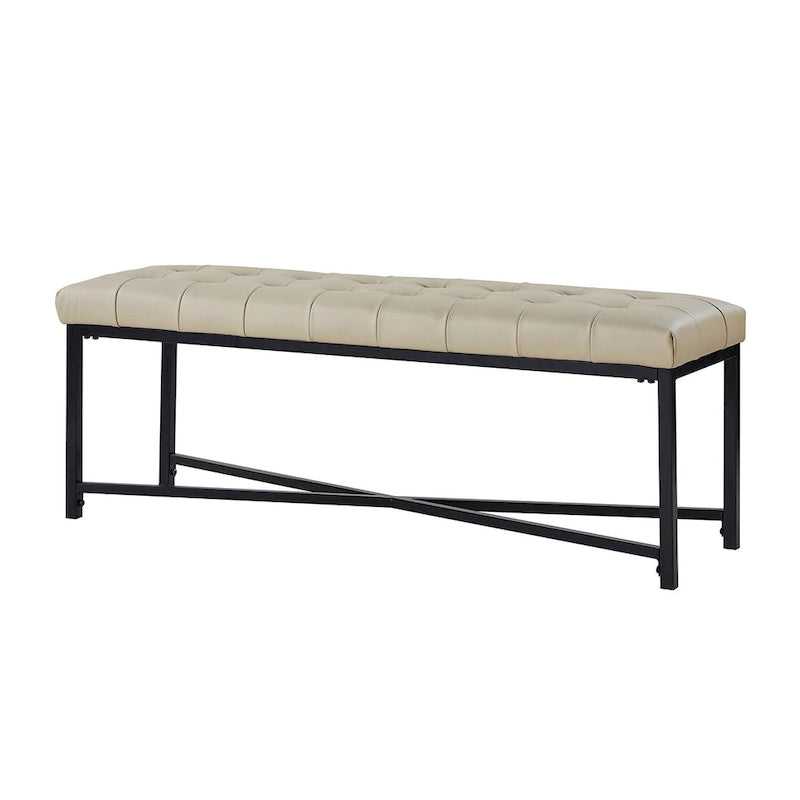Banc rembourré en cuir véritable Eberhard Modern 50.5 avec pieds en métal par