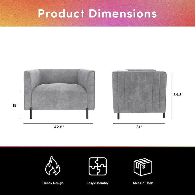 Fauteuil d'appoint rembourré une place et demie CosmoLiving Blair