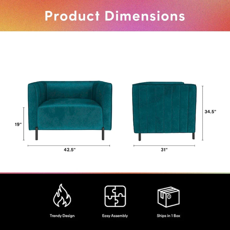 Fauteuil d'appoint rembourré une place et demie CosmoLiving Blair