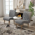 Fauteuil d'appoint rembourré pour chambre à coucher, salon, sans accoudoirs, avec pieds en bois