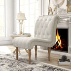 Fauteuil d'appoint rembourré pour chambre à coucher, salon, sans accoudoirs, avec pieds en bois