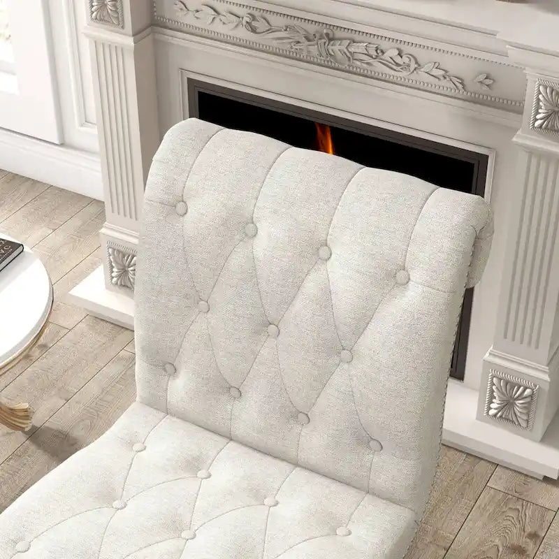 Fauteuil d'appoint rembourré pour chambre à coucher, salon, sans accoudoirs, avec pieds en bois
