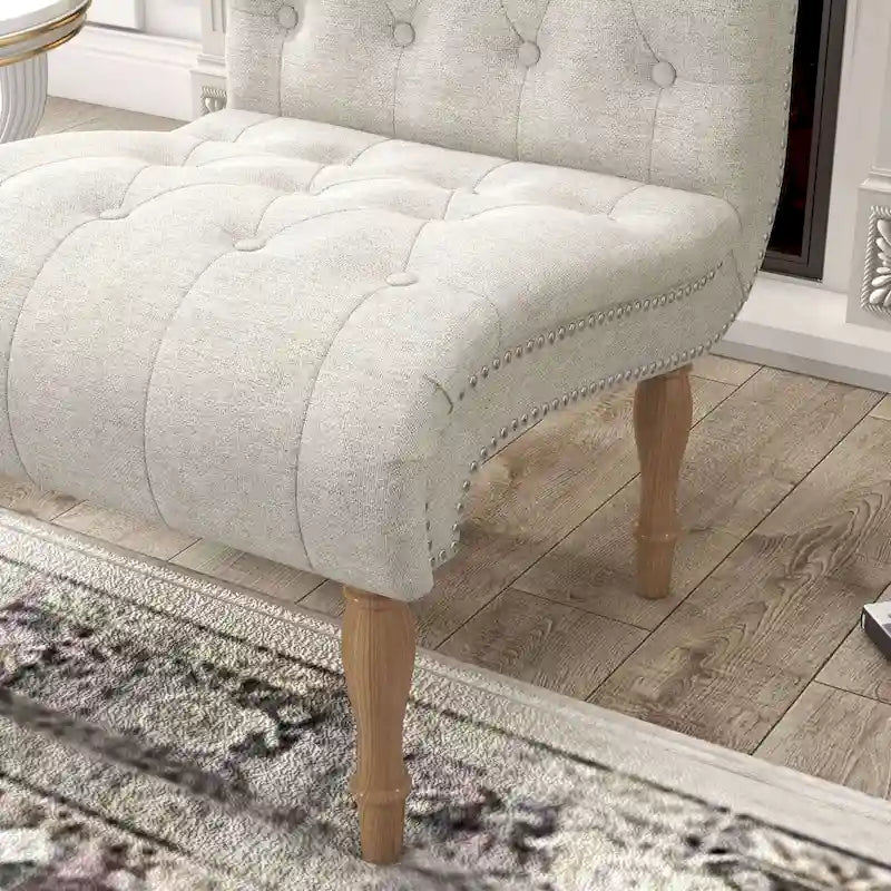 Fauteuil d'appoint rembourré pour chambre à coucher, salon, sans accoudoirs, avec pieds en bois