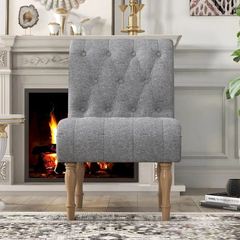 Fauteuil d'appoint rembourré pour chambre à coucher, salon, sans accoudoirs, avec pieds en bois
