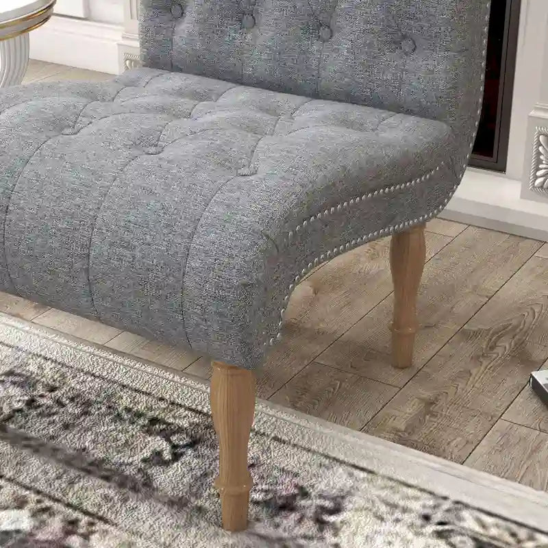 Fauteuil d'appoint rembourré pour chambre à coucher, salon, sans accoudoirs, avec pieds en bois