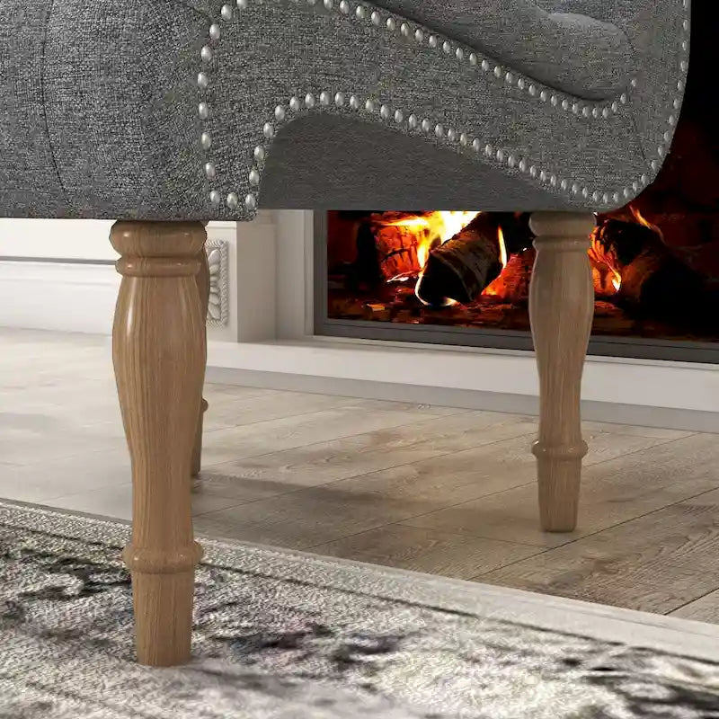 Fauteuil d'appoint rembourré pour chambre à coucher, salon, sans accoudoirs, avec pieds en bois