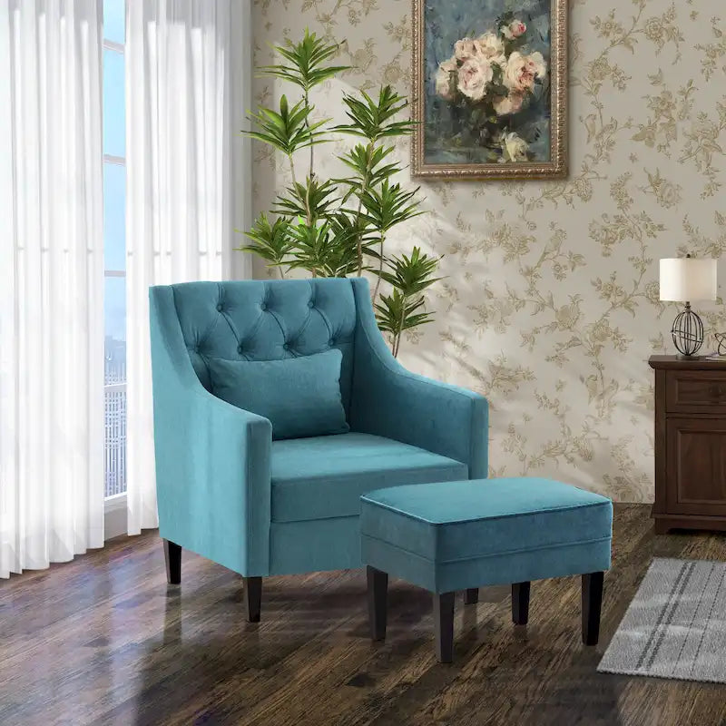 Fauteuil Club Confortable avec Repose-pieds et Oreiller
