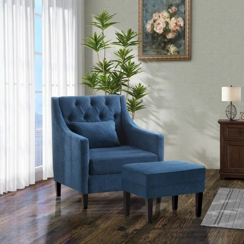 Fauteuil Club Confortable avec Repose-pieds et Oreiller