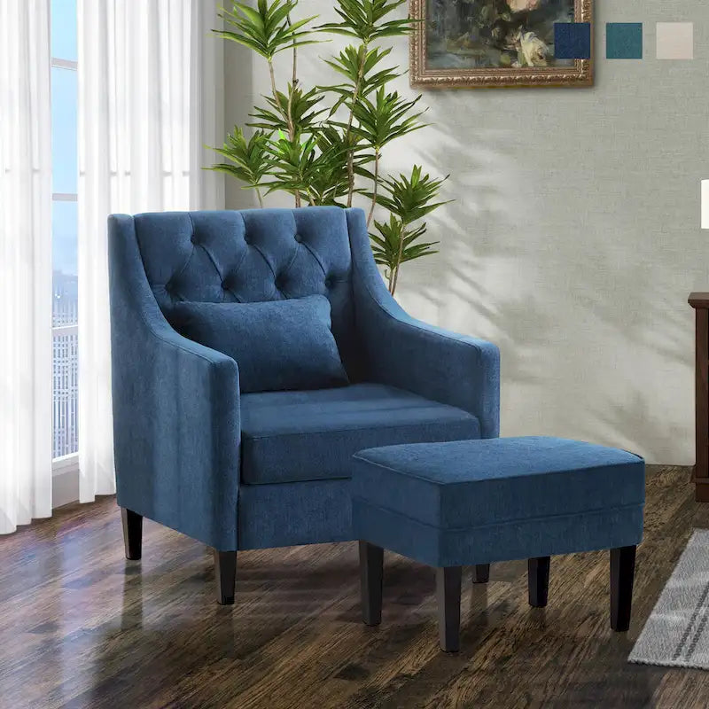 Fauteuil Club Confortable avec Repose-pieds et Oreiller