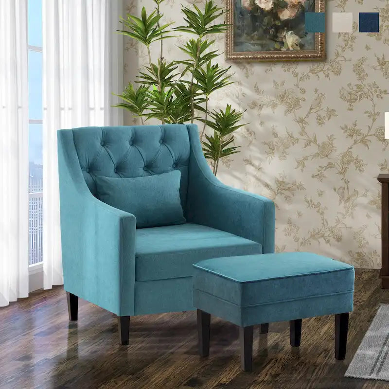 Fauteuil Club Confortable avec Repose-pieds et Oreiller