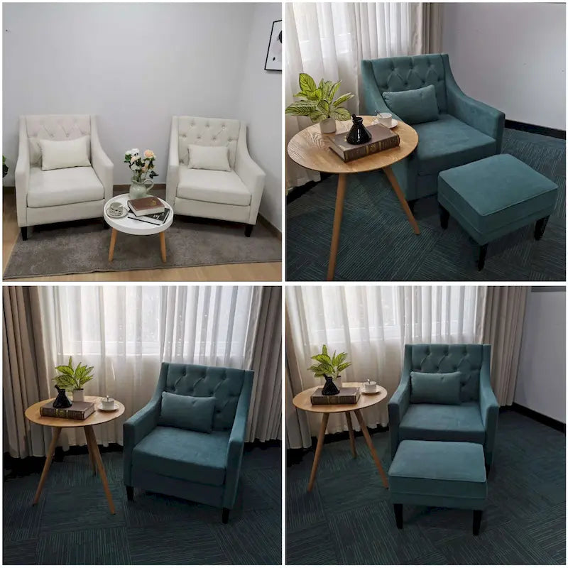 Fauteuil Club Confortable avec Repose-pieds et Oreiller