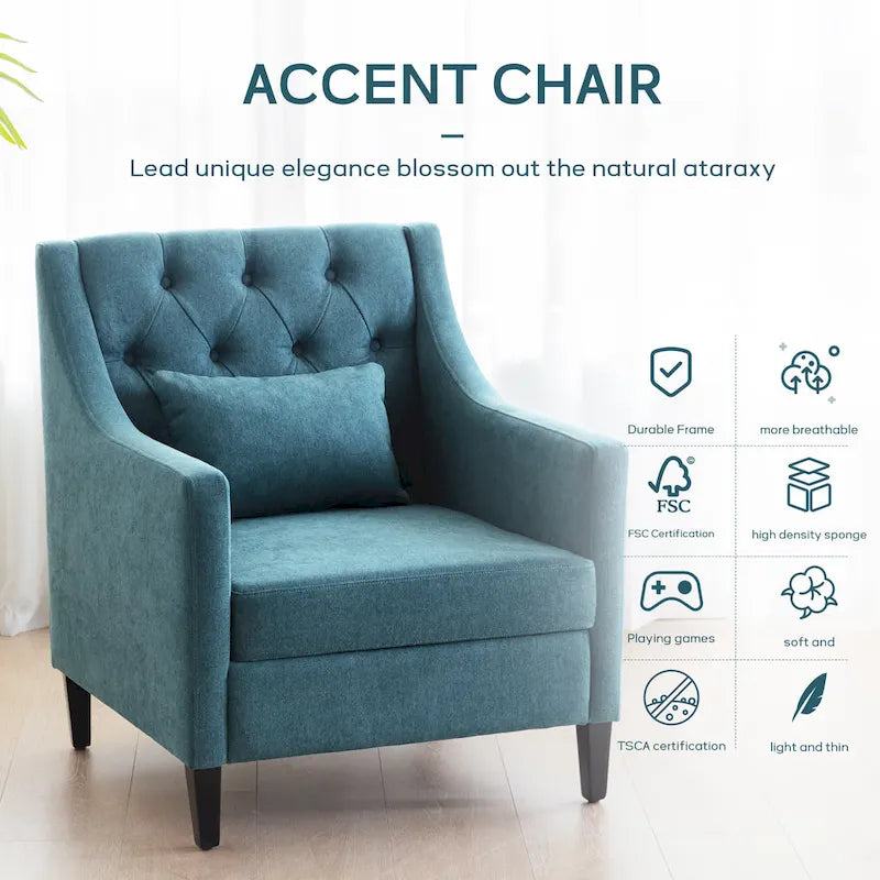 Fauteuil Club Confortable avec Repose-pieds et Oreiller