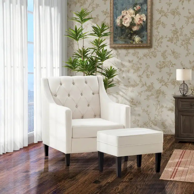 Fauteuil Club Confortable avec Repose-pieds et Oreiller