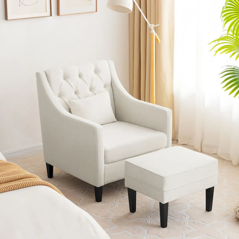Fauteuil Club Confortable avec Repose-pieds et Oreiller
