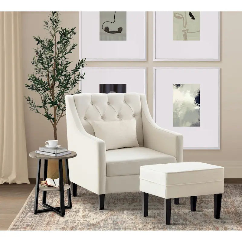 Fauteuil Club Confortable avec Repose-pieds et Oreiller