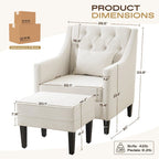 Fauteuil Club Confortable avec Repose-pieds et Oreiller