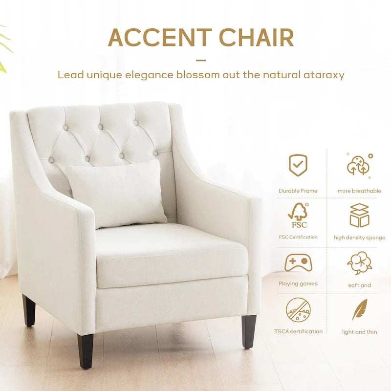 Fauteuil Club Confortable avec Repose-pieds et Oreiller