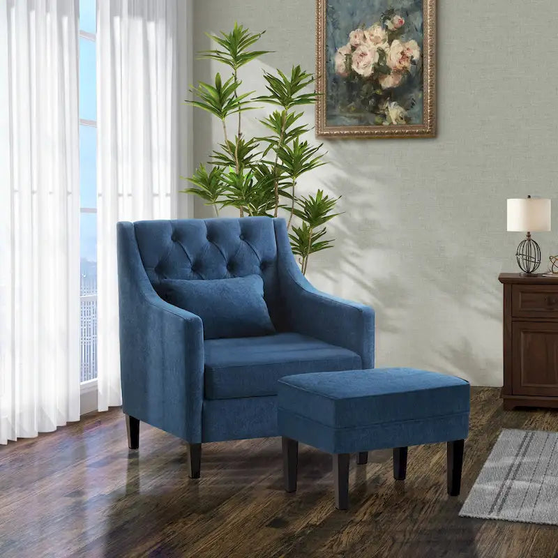 Fauteuil Club Confortable avec Repose-pieds et Oreiller