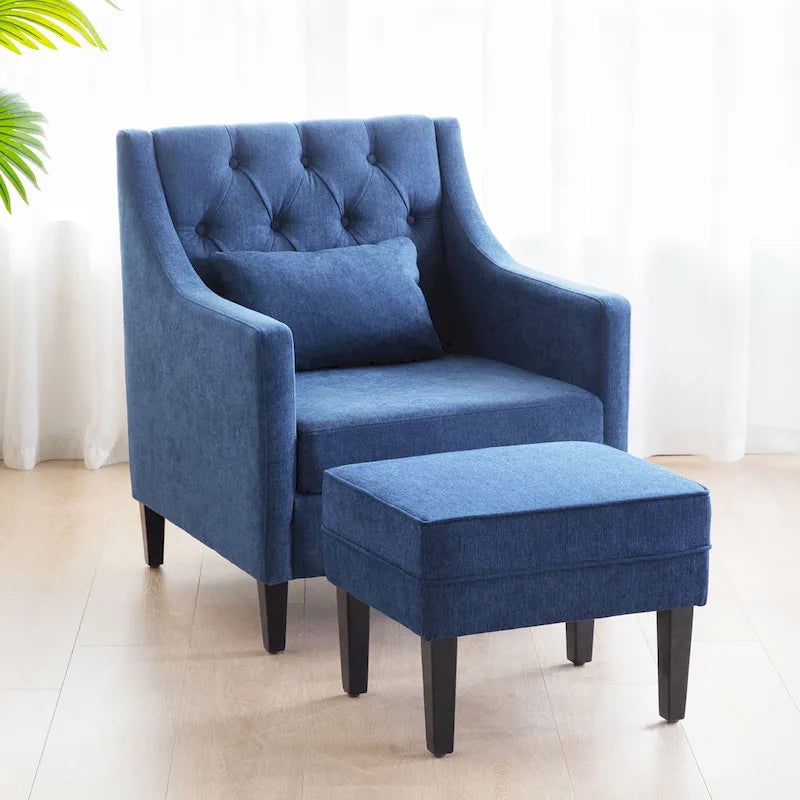 Fauteuil Club Confortable avec Repose-pieds et Oreiller
