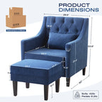 Fauteuil Club Confortable avec Repose-pieds et Oreiller