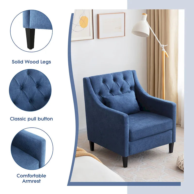 Fauteuil Club Confortable avec Repose-pieds et Oreiller