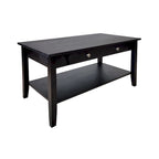 Table basse en acacia massif avec tiroir et étagère inférieure
