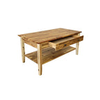 Table basse en acacia massif avec tiroir et étagère inférieure