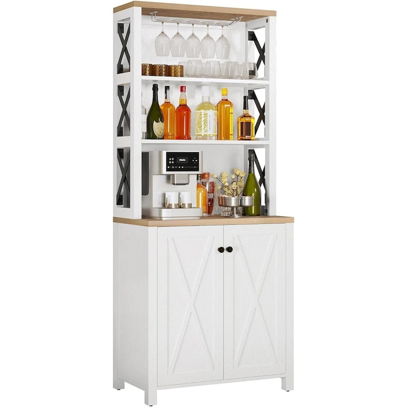 Meuble de bar pour alcools et verres, armoire de cuisine-salle à manger avec porte-bouteilles