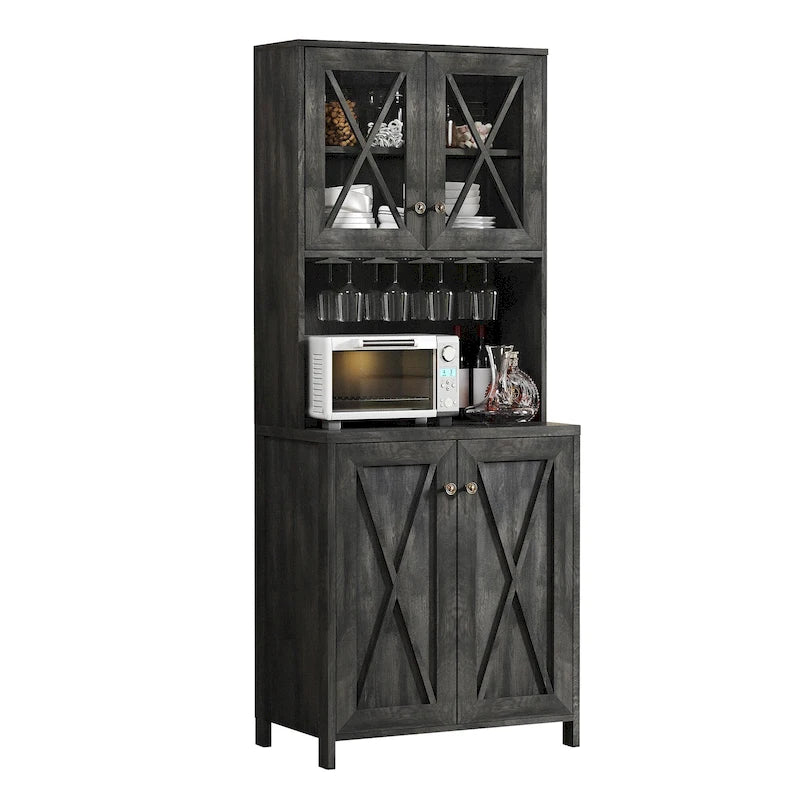 Meuble de bar pour alcools et verres, armoire de cuisine-salle à manger avec porte-bouteilles