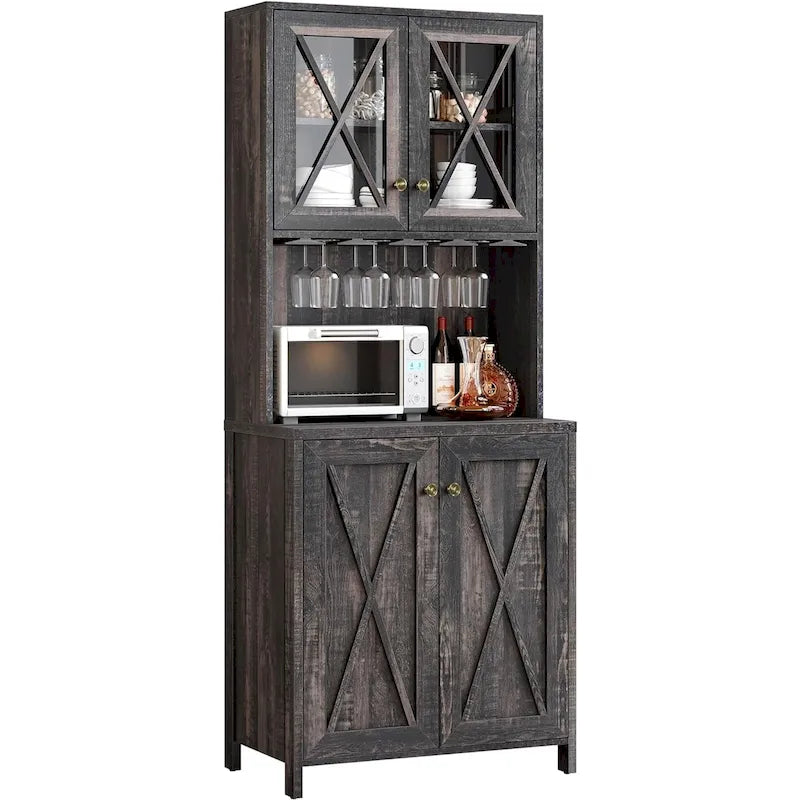Meuble de bar pour alcools et verres, armoire de cuisine-salle à manger avec porte-bouteilles