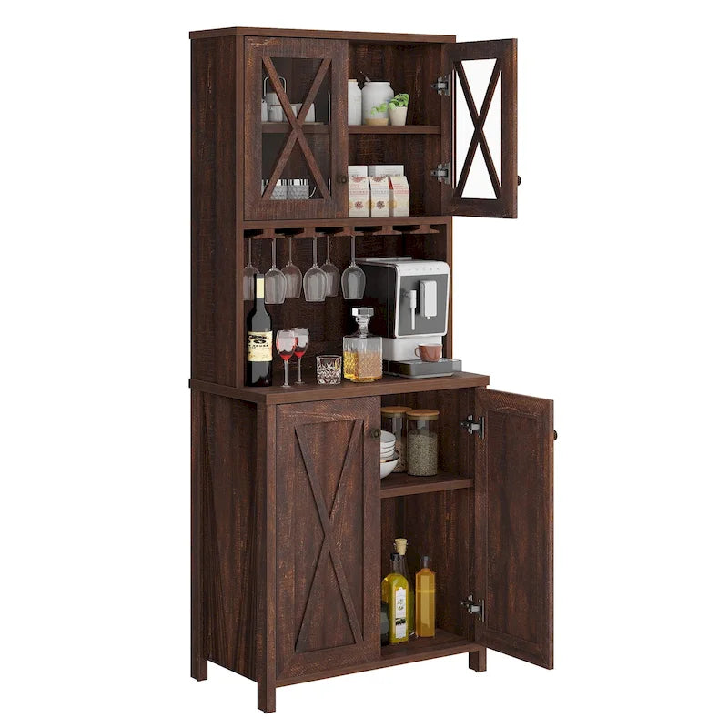 Meuble de bar pour alcools et verres, armoire de cuisine-salle à manger avec porte-bouteilles