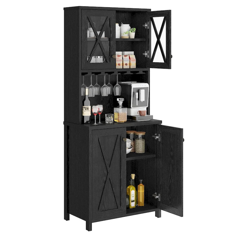 Meuble de bar pour alcools et verres, armoire de cuisine-salle à manger avec porte-bouteilles