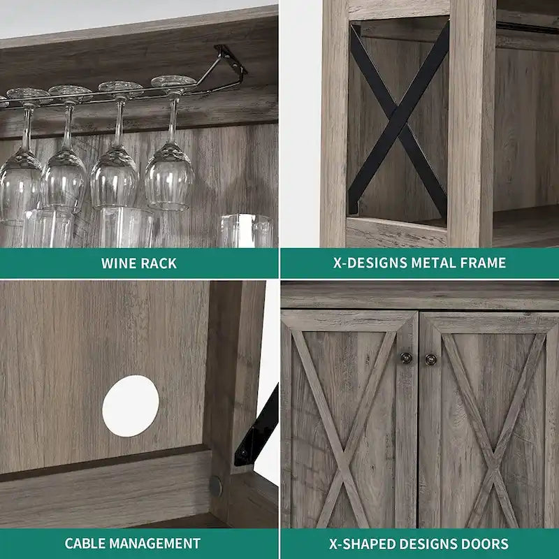 Meuble de bar pour alcools et verres, armoire de cuisine-salle à manger avec porte-bouteilles