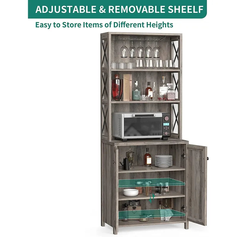 Meuble de bar pour alcools et verres, armoire de cuisine-salle à manger avec porte-bouteilles