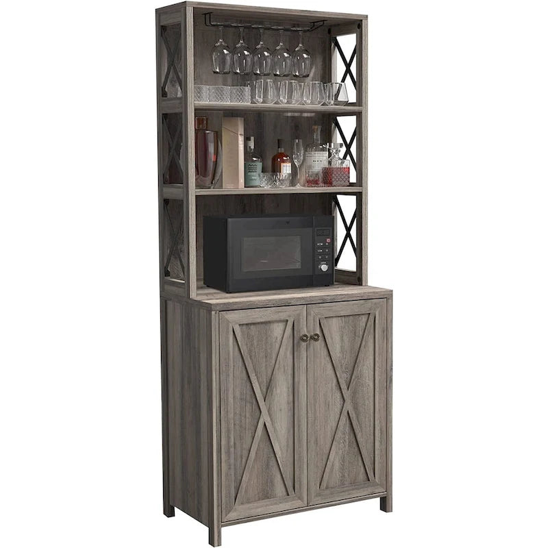 Meuble de bar pour alcools et verres, armoire de cuisine-salle à manger avec porte-bouteilles