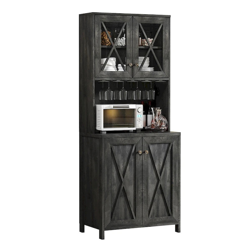 Meuble de bar pour alcools et verres, armoire de cuisine-salle à manger avec porte-bouteilles