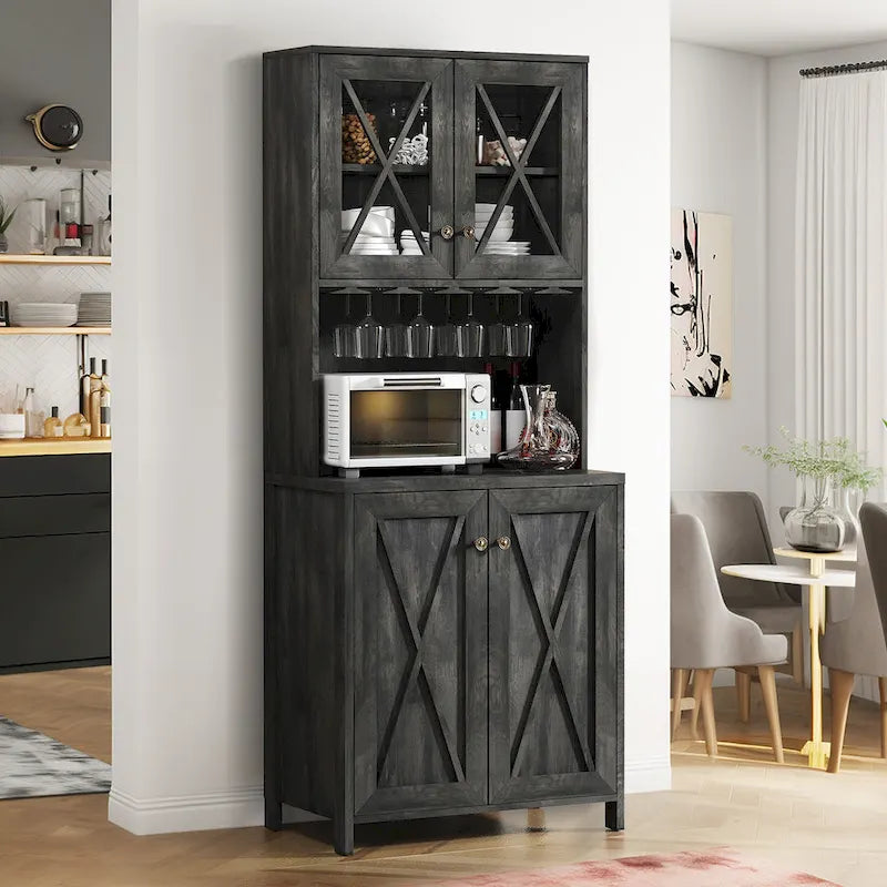 Meuble de bar pour alcools et verres, armoire de cuisine-salle à manger avec porte-bouteilles