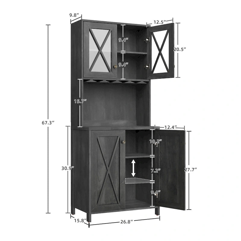 Meuble de bar pour alcools et verres, armoire de cuisine-salle à manger avec porte-bouteilles