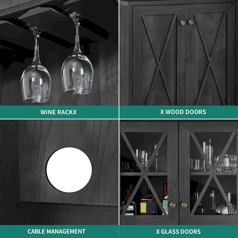 Meuble de bar pour alcools et verres, armoire de cuisine-salle à manger avec porte-bouteilles