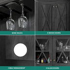 Meuble de bar pour alcools et verres, armoire de cuisine-salle à manger avec porte-bouteilles