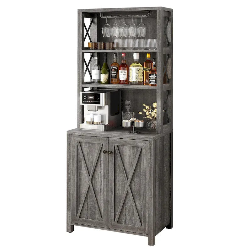 Meuble de bar pour alcools et verres, armoire de cuisine-salle à manger avec porte-bouteilles