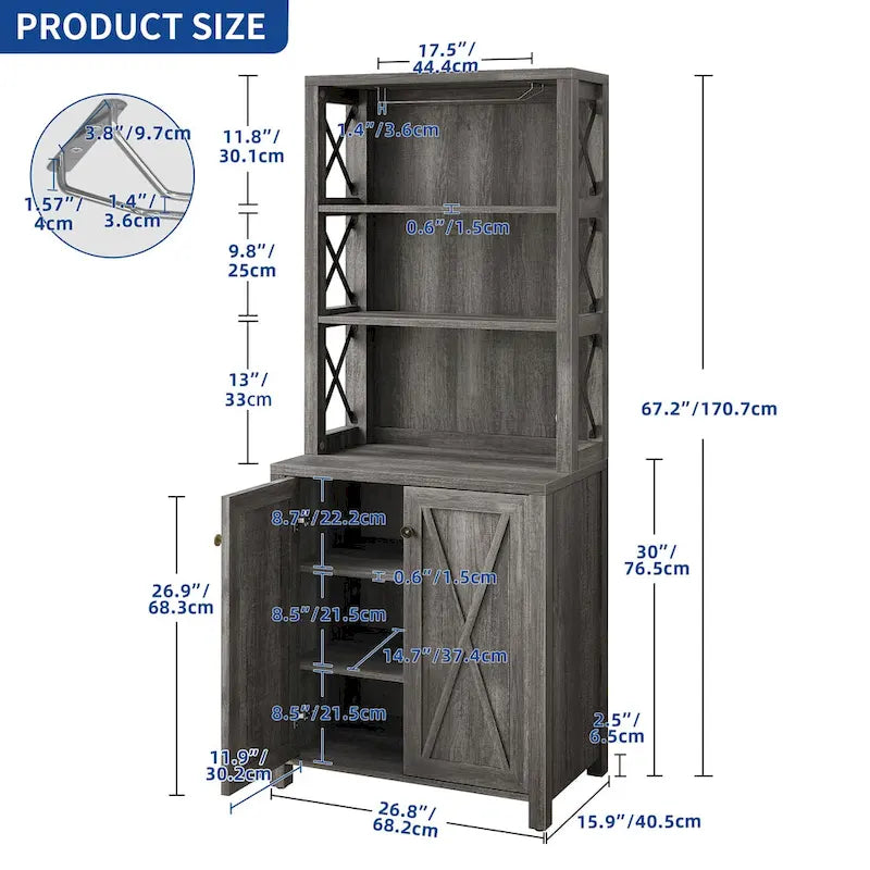 Meuble de bar pour alcools et verres, armoire de cuisine-salle à manger avec porte-bouteilles