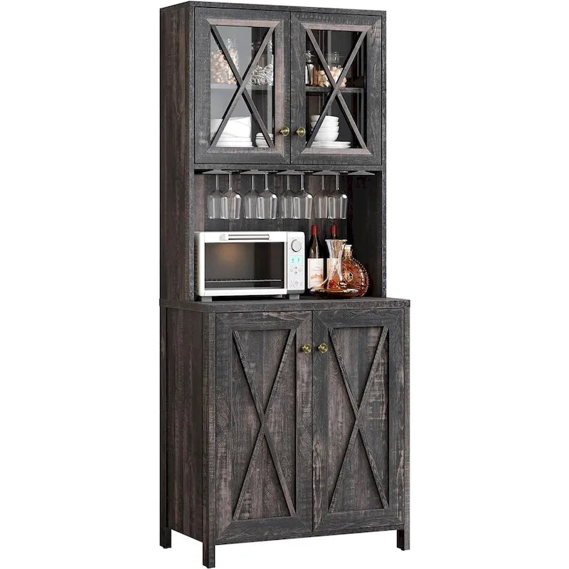 Meuble de bar pour alcools et verres, armoire de cuisine-salle à manger avec porte-bouteilles