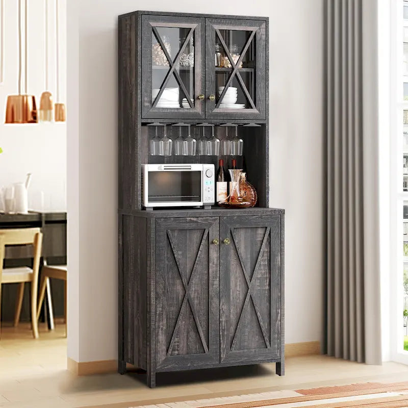 Meuble de bar pour alcools et verres, armoire de cuisine-salle à manger avec porte-bouteilles