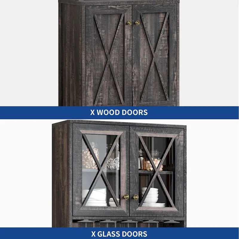 Meuble de bar pour alcools et verres, armoire de cuisine-salle à manger avec porte-bouteilles