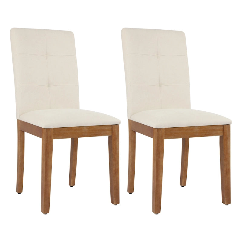 Chaises de salle à manger capitonnées avec dossier haut touffeté et pieds brossés – Lot de 2