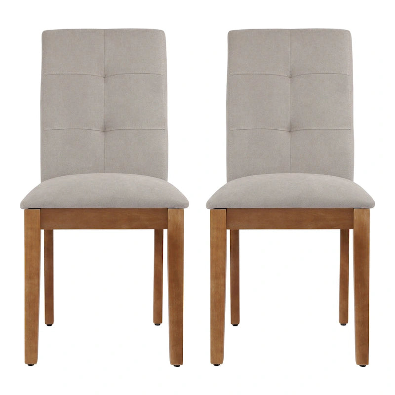 Chaises de salle à manger capitonnées avec dossier haut touffeté et pieds brossés – Lot de 2