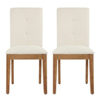 Chaises de salle à manger capitonnées avec dossier haut touffeté et pieds brossés – Lot de 2