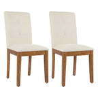 Chaises de salle à manger capitonnées avec dossier haut touffeté et pieds brossés – Lot de 2