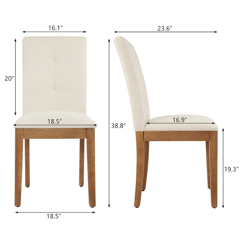 Chaises de salle à manger capitonnées avec dossier haut touffeté et pieds brossés – Lot de 2